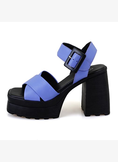 Desa Desa Kadın Mor Platform Topuklu Deri Sandalet Boyner'de! Mor - 3. görsel