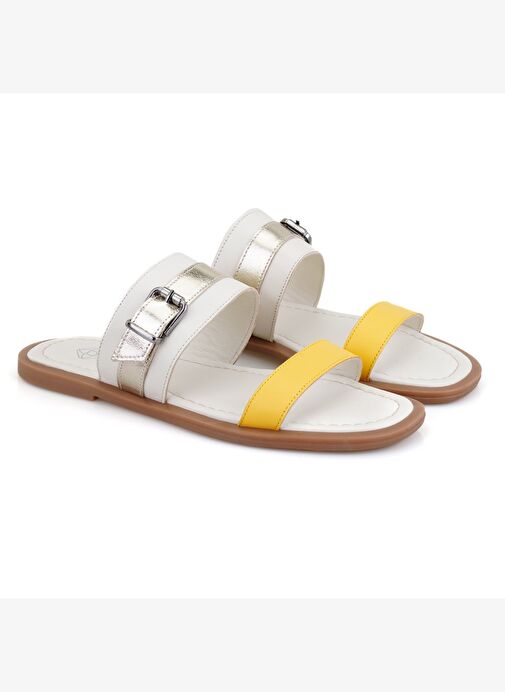 Desa Desa Çok Renkli Kadın Beyaz Ayarlanabilir Tokalı Deri Terlik Boyner'de! Çok Renkli - 2. görsel