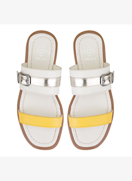 Desa Desa Çok Renkli Kadın Beyaz Ayarlanabilir Tokalı Deri Terlik Boyner'de! Çok Renkli - 5. görsel