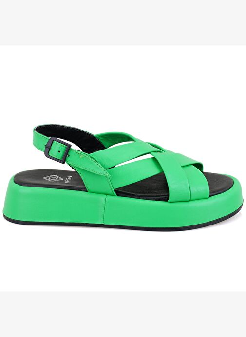 Desa Desa Kadın Yeşil Dolgu Tabanlı Deri Sandalet Boyner'de! Yeşil - 3. görsel