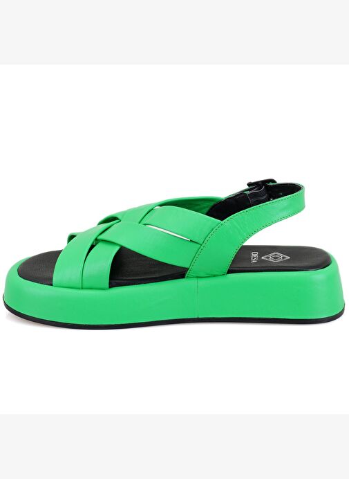 Desa Desa Kadın Yeşil Dolgu Tabanlı Deri Sandalet Boyner'de! Yeşil - 4. görsel
