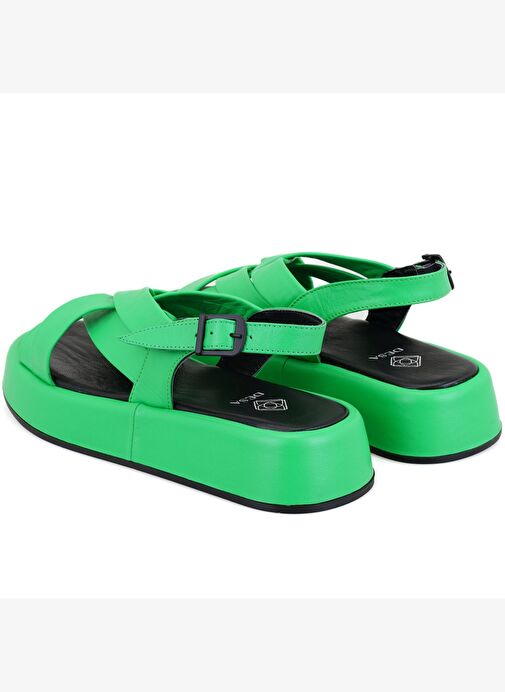 Desa Desa Kadın Yeşil Dolgu Tabanlı Deri Sandalet Boyner'de! Yeşil - 6. görsel