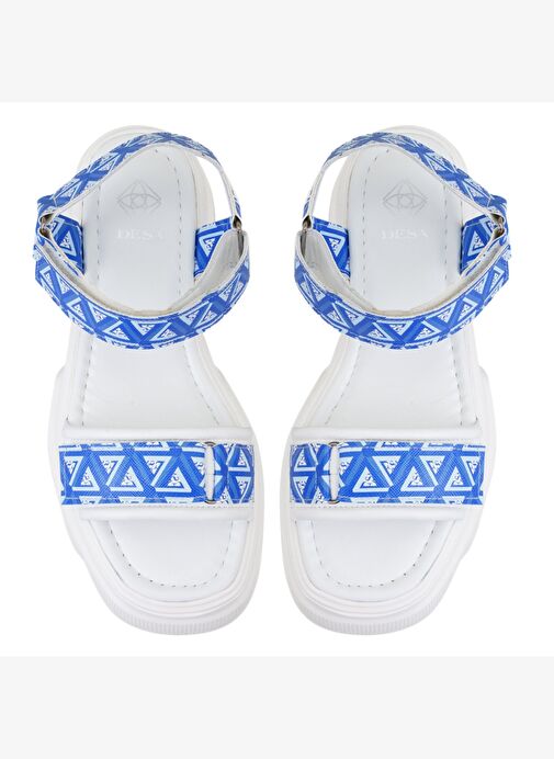 Desa Desa Kadın Mavi Monogram Desenli Dolgu Topuklu Sandalet Boyner'de! Mavi - 5. görsel