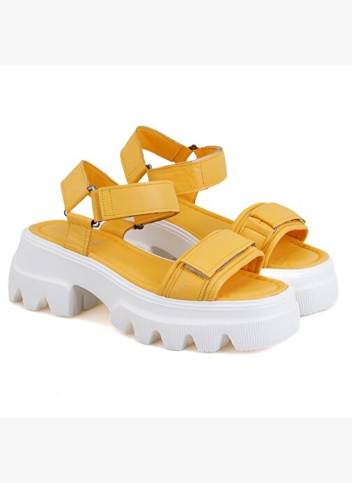 Desa Desa Kadın Sarı Cırt Cırtlı Dolgu Topuklu Sandalet Boyner'de! Sarı - 2. görsel