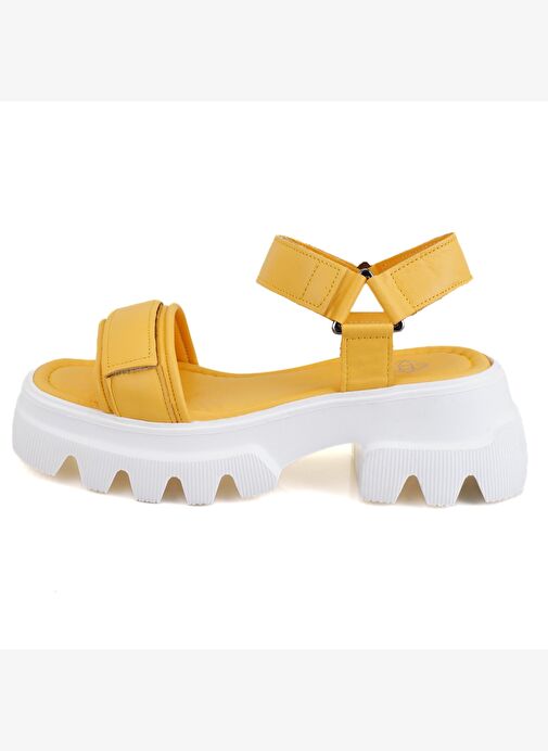 Desa Desa Kadın Sarı Cırt Cırtlı Dolgu Topuklu Sandalet Boyner'de! Sarı - 3. görsel