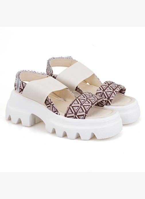 Desa Desa Kadın Bej Monogram Desenli Dolgu Topuklu Sandalet Boyner'de! Bej - 2. görsel