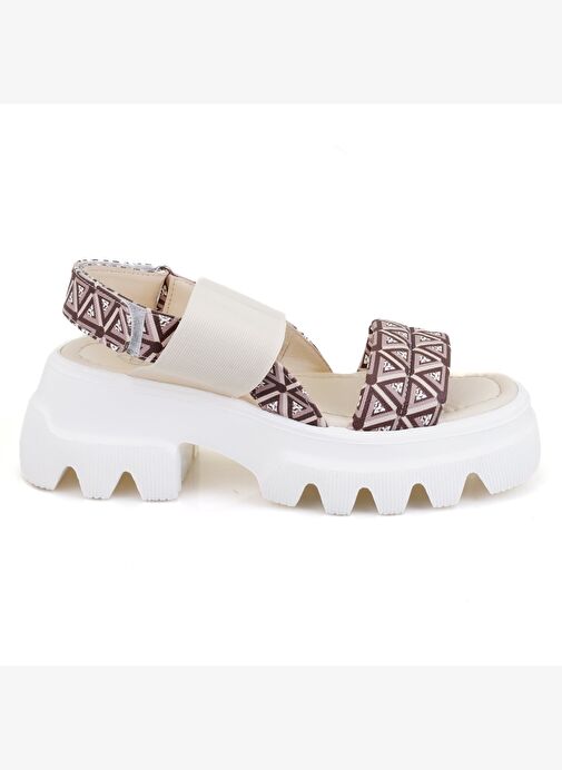 Desa Desa Kadın Bej Monogram Desenli Dolgu Topuklu Sandalet Boyner'de! Bej - 3. görsel