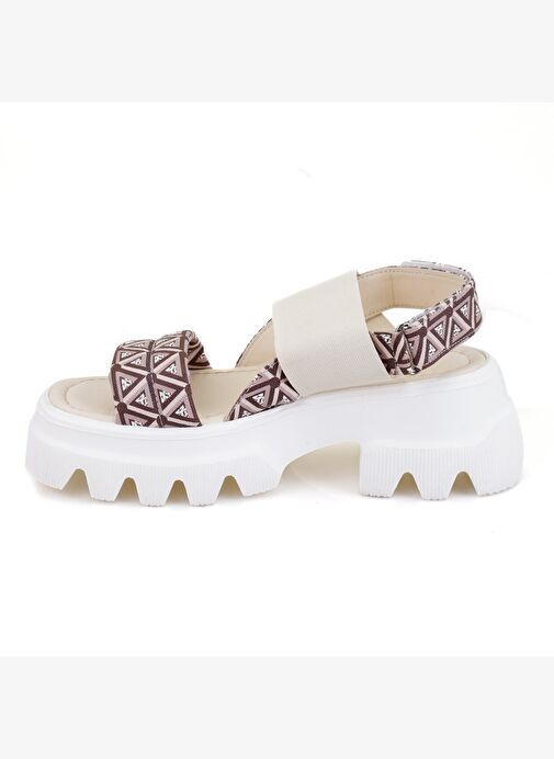 Desa Desa Kadın Bej Monogram Desenli Dolgu Topuklu Sandalet Boyner'de! Bej - 4. görsel