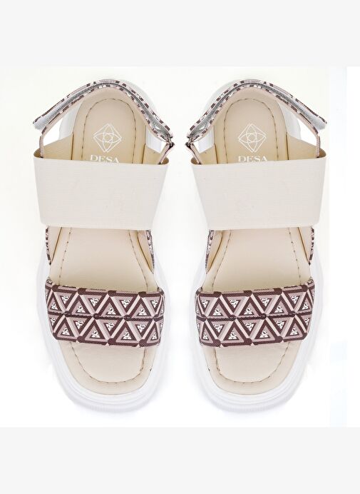 Desa Desa Kadın Bej Monogram Desenli Dolgu Topuklu Sandalet Boyner'de! Bej - 5. görsel