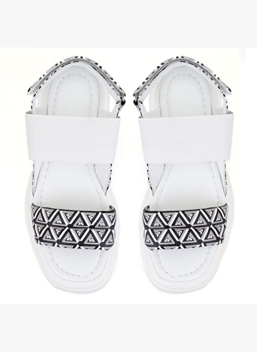 Desa Desa Kadın Beyaz Monogram Desenli Dolgu Topuklu Sandalet Boyner'de! Beyaz - 5. görsel