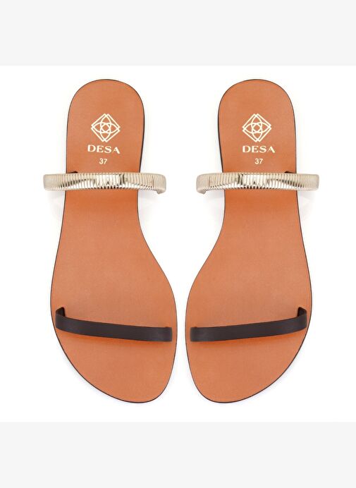Desa Desa Kahverengi Kadın Kahve Parlak Aksesuarlı Deri Terlik Boyner'de! Kahverengi - 5. görsel