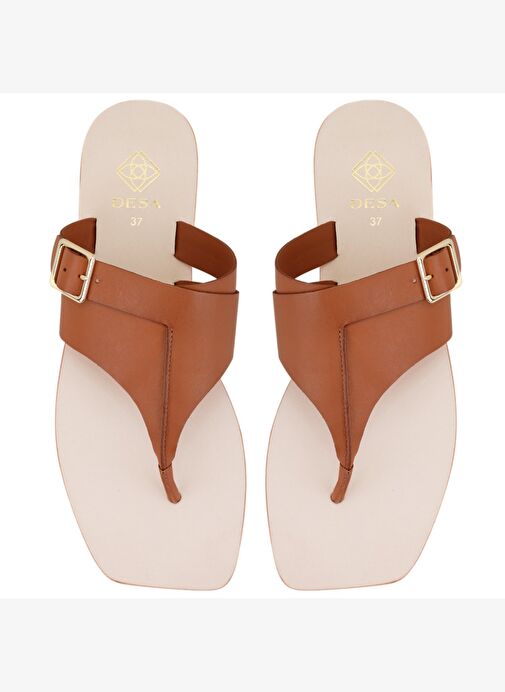 Desa Desa Kahverengi Kadın Kahve Parmak Arası Deri Terlik Boyner'de! Kahverengi - 5. görsel