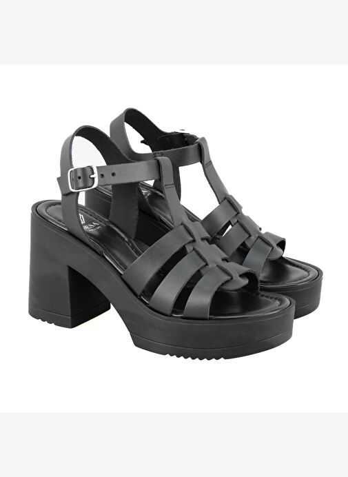 Desa Desa Kadın Siyah Platform Topuklu Deri Sandalet Boyner'de! Siyah - 2. görsel
