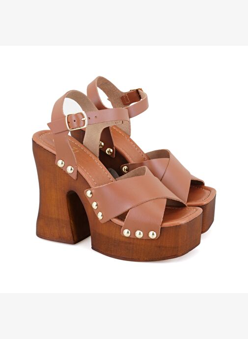 Desa Desa Kahverengi Kadın Kahve Platform Topuklu Deri Sandalet Boyner'de! Kahverengi - 3. görsel