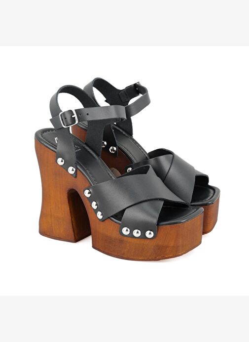 Desa Desa Kadın Siyah Platform Topuklu Deri Sandalet Boyner'de! Siyah - 3. görsel