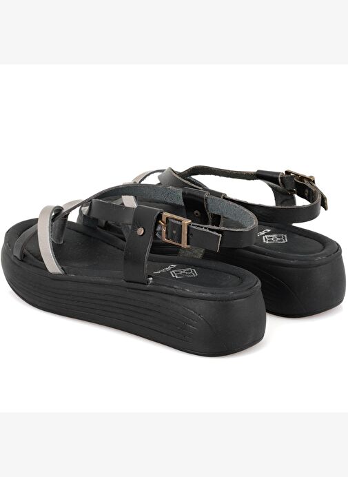 Desa Desa Çok Renkli Kadın Siyah Dolgu Tabanlı Deri Sandalet Boyner'de! Çok Renkli - 3. görsel