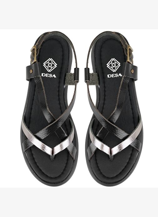 Desa Desa Çok Renkli Kadın Siyah Dolgu Tabanlı Deri Sandalet Boyner'de! Çok Renkli - 4. görsel