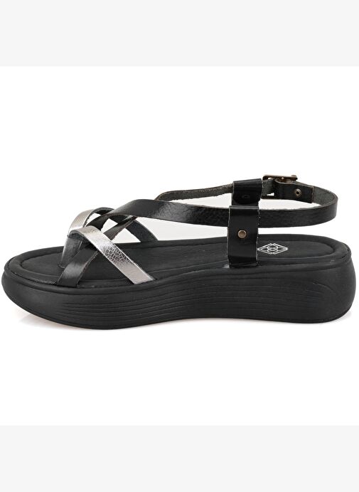 Desa Desa Çok Renkli Kadın Siyah Dolgu Tabanlı Deri Sandalet Boyner'de! Çok Renkli - 5. görsel