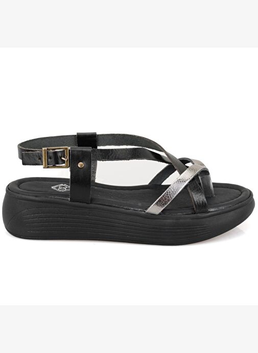 Desa Desa Çok Renkli Kadın Siyah Dolgu Tabanlı Deri Sandalet Boyner'de! Çok Renkli - 6. görsel