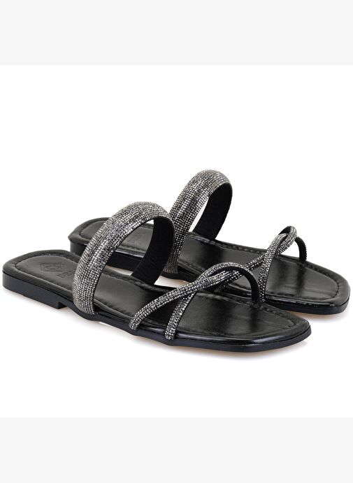 Desa Desa Kadın Siyah Parlak Taş Detaylı Terlik Boyner'de! Siyah - 2. görsel