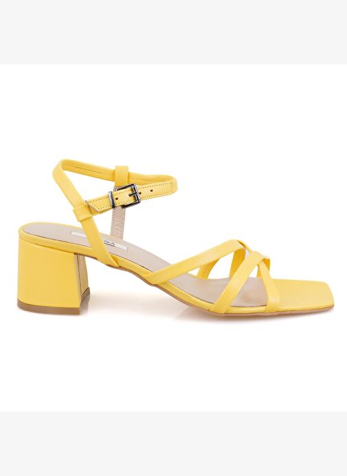 Desa Desa Kadın Sarı Ayarlanabilir Tokalı Topuklu Deri Sandalet Boyner'de! Sarı - 3. görsel
