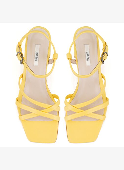 Desa Desa Kadın Sarı Ayarlanabilir Tokalı Topuklu Deri Sandalet Boyner'de! Sarı - 5. görsel
