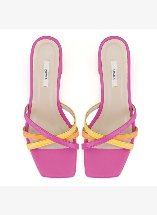 Desa Desa Çok Renkli Kadın Pembe Topuklu Deri Terlik Boyner'de! Çok Renkli - 5. görsel