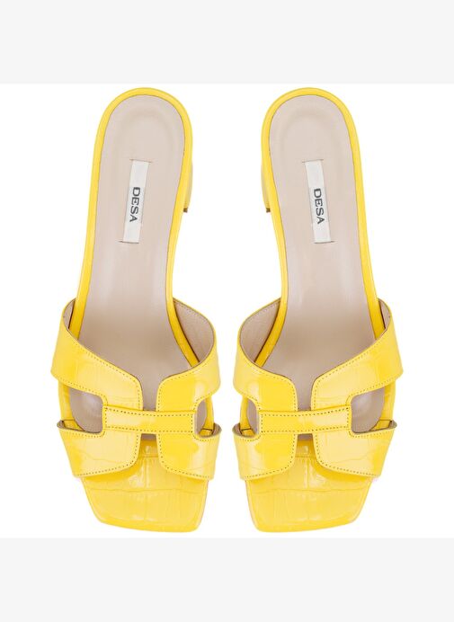 Desa Desa Kadın Sarı Kroko Baskılı Topuklu Deri Terlik Boyner'de! Sarı - 5. görsel