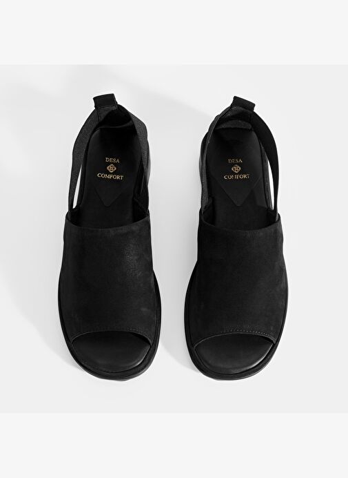 Laney Siyah Kadın Nubuk DesaComfort Deri Sandalet - Görsel 8