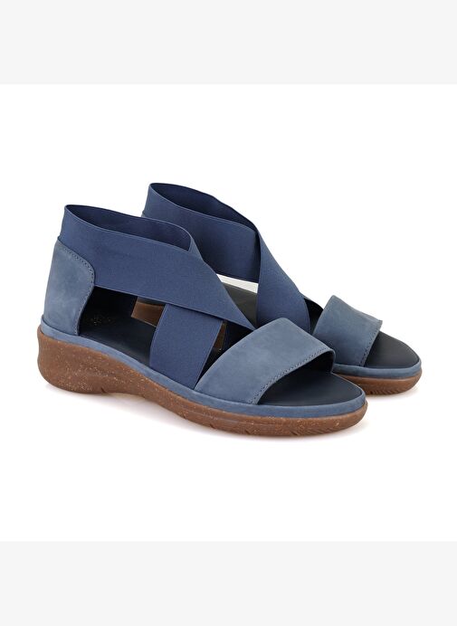Kadın Mavi DesaComfort Deri Sandalet - Görsel 3