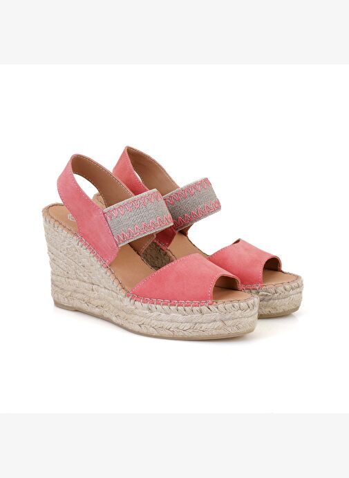 Kadın Pembe Dolgu Topuklu Espadril Sandalet - Görsel 3