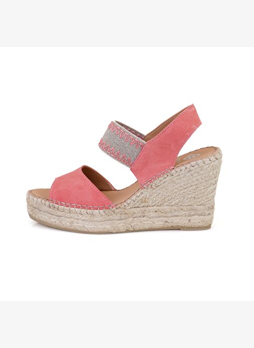 Kadın Pembe Dolgu Topuklu Espadril Sandalet - Görsel 4