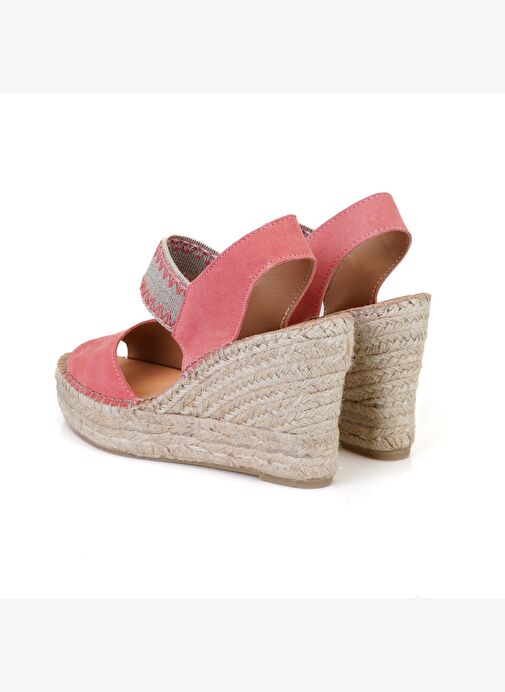 Kadın Pembe Dolgu Topuklu Espadril Sandalet - Görsel 5