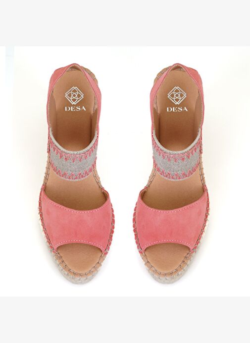 Kadın Pembe Dolgu Topuklu Espadril Sandalet - Görsel 6