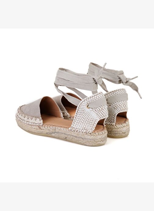 Kadın Vizon Deri Espadril Sandalet - Görsel 5