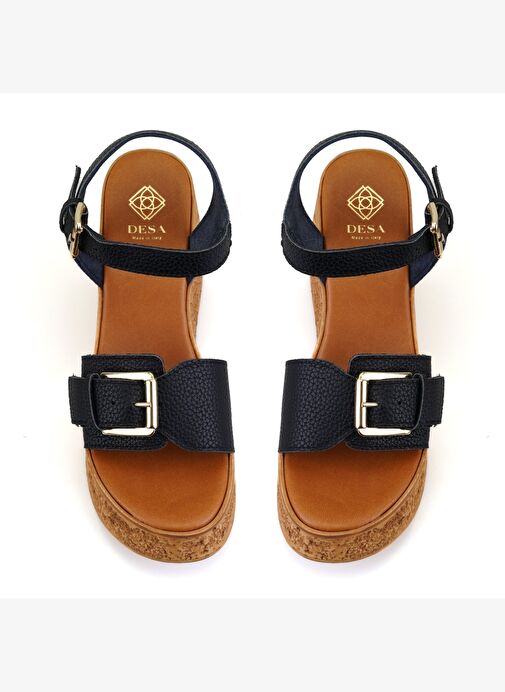 Kadın Siyah Topuklu Deri Sandalet - Görsel 6