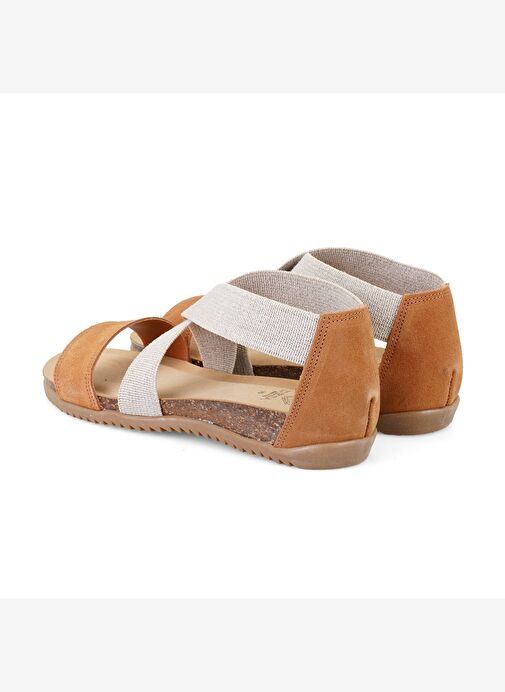 Kadın Taba Süet Deri Sandalet - Görsel 5
