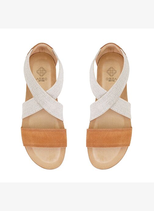 Kadın Taba Süet Deri Sandalet - Görsel 6