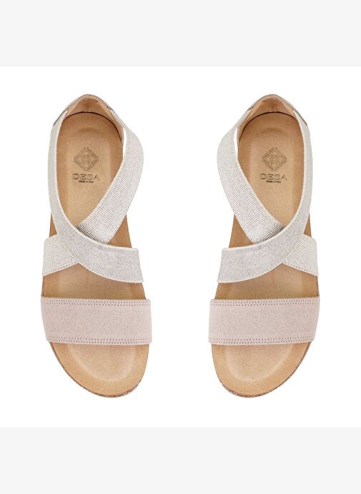 Kadın Bej Süet Deri Sandalet - Görsel 5