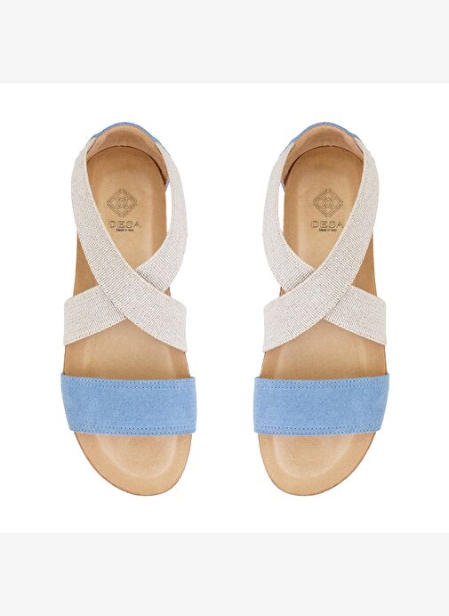 Kadın Mavi Süet Deri Sandalet - Görsel 5