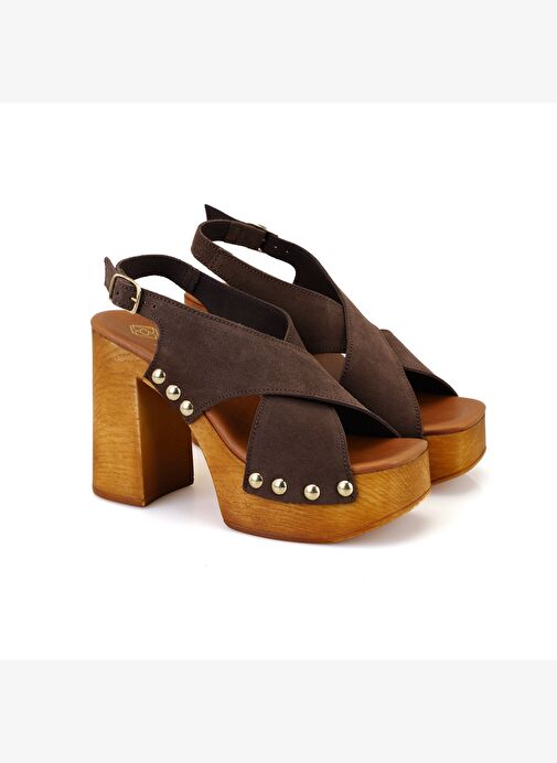 Desa Desa Kahverengi Kadın Kahve Topuklu Süet Deri Sandalet Boyner'de! Kahverengi - 3. görsel