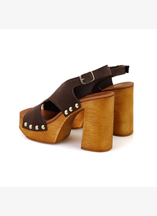 Desa Desa Kahverengi Kadın Kahve Topuklu Süet Deri Sandalet Boyner'de! Kahverengi - 5. görsel
