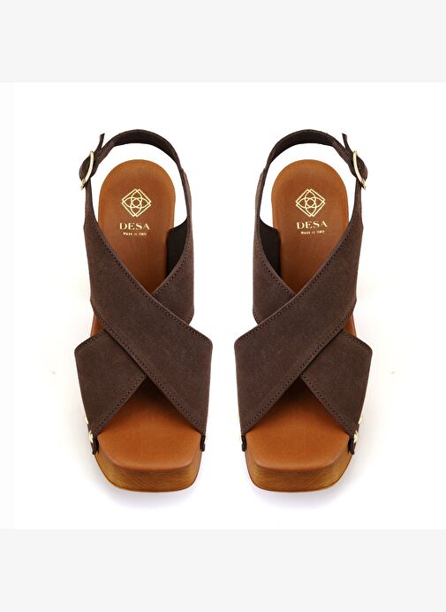 Desa Desa Kahverengi Kadın Kahve Topuklu Süet Deri Sandalet Boyner'de! Kahverengi - 6. görsel
