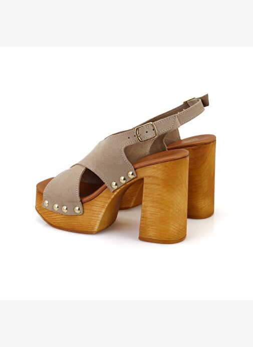 Desa Desa Kadın Bej Topuklu Süet Deri Sandalet Sandalet & Terlik | Boyner Bej - 6. görsel