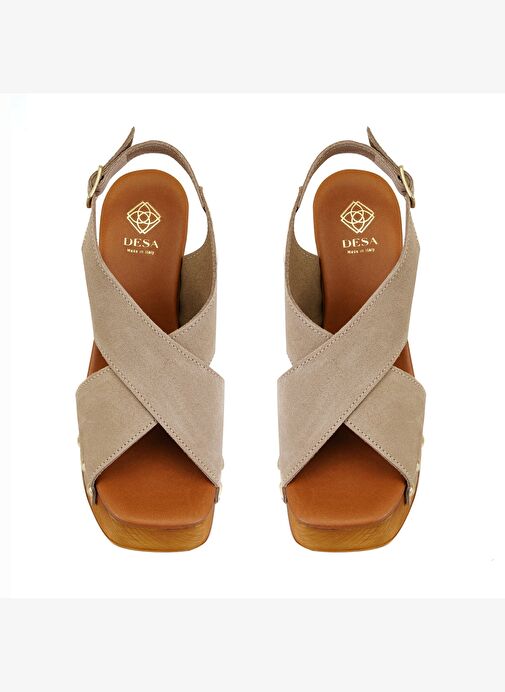 Desa Desa Kadın Bej Topuklu Süet Deri Sandalet Sandalet & Terlik | Boyner Bej - 7. görsel