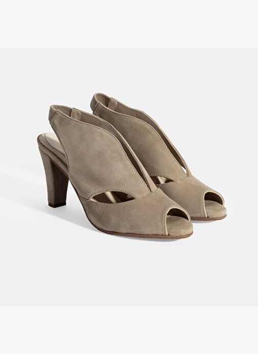 Ursula Bej Kadın Topuklu DesaComfort Süet Sandalet - Görsel 4