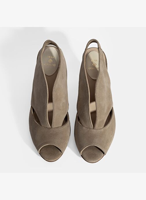 Ursula Bej Kadın Topuklu DesaComfort Süet Sandalet - Görsel 8