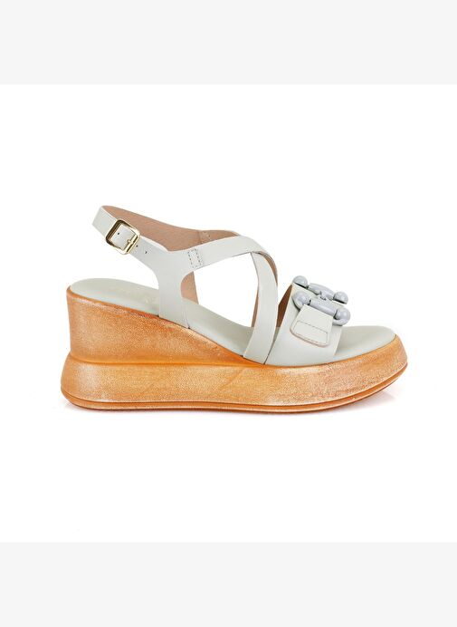 Kadın Yeşil Ayarlanabilir Tokalı Topuklu Deri Sandalet - Görsel 2