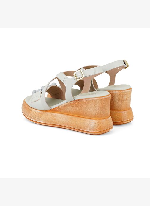 Kadın Yeşil Ayarlanabilir Tokalı Topuklu Deri Sandalet - Görsel 5