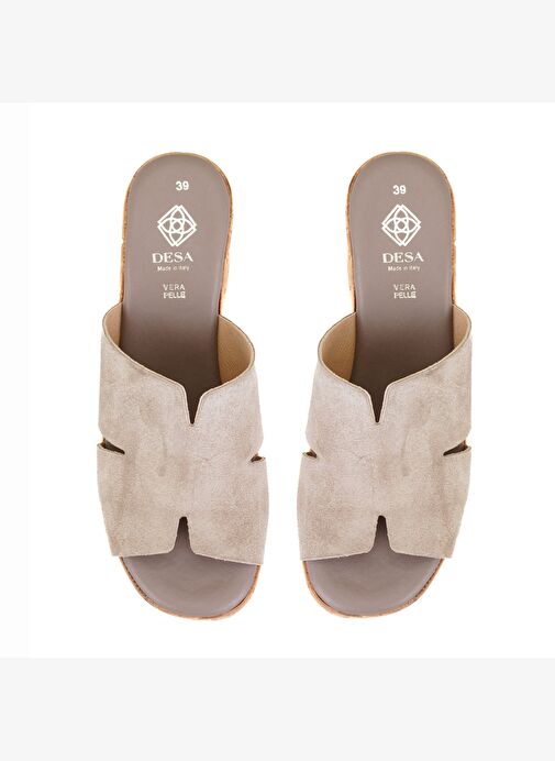 Kadın Vizon Platform Topuklu Deri Terlik - Görsel 6